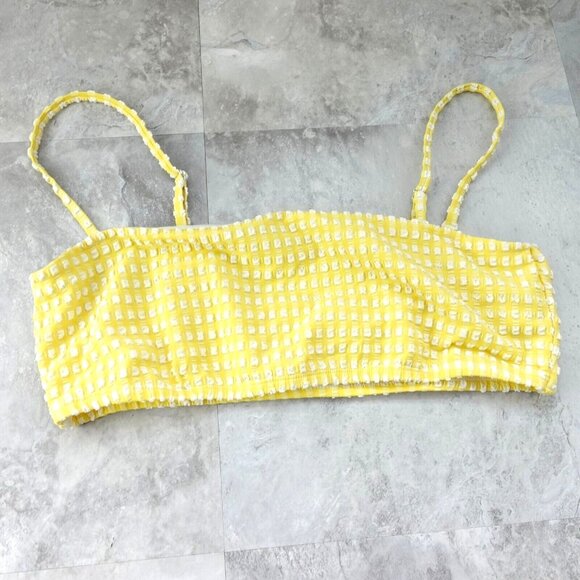 & Other Stories Bikini Top Medium Yellow Bralette Seersucker Light Swim - Picture 2 of 13